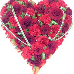 Red Rose and Red Carnation Heart