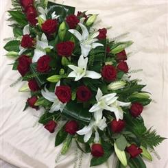 Rose and Lily Coffin Spray 